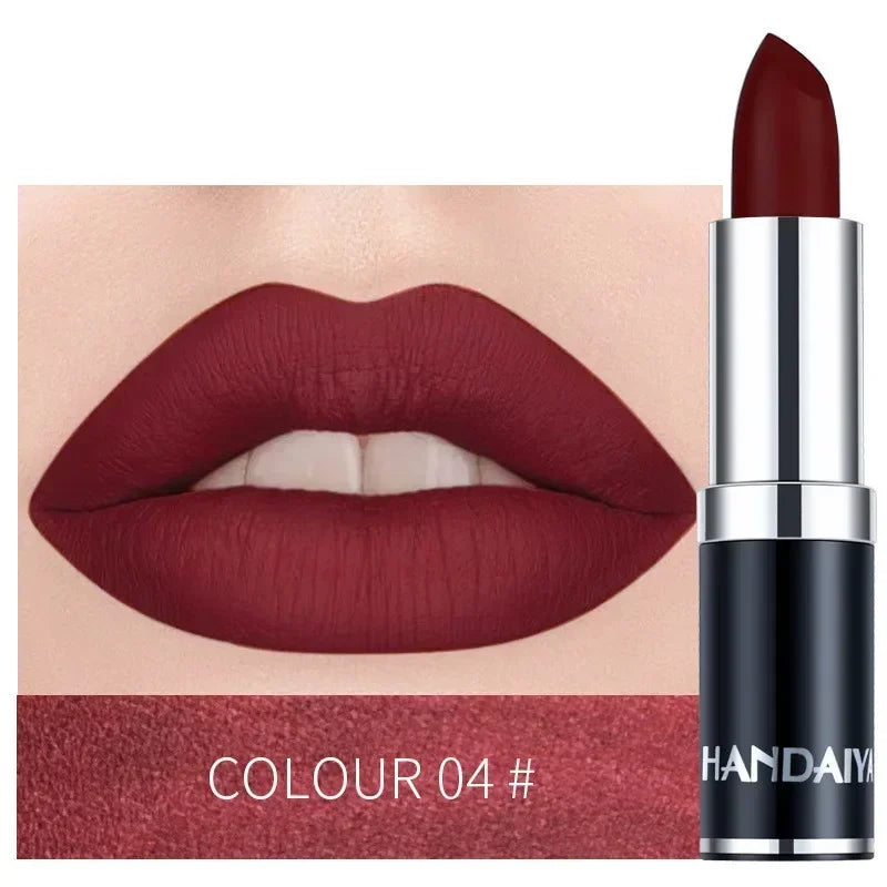 1PC Nude Waterproof Lipstick Matte Pumpkin Color Lipstick Vitamin E Moisturizing Water-Resistant Profissional Lipstick HIP 04