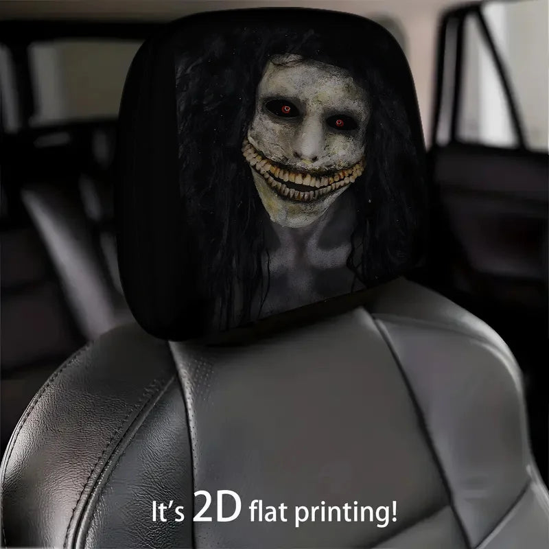 2-Pack Spooky Grinning Face Car Headrest Covers – Universal Car Headrest Covers HIP