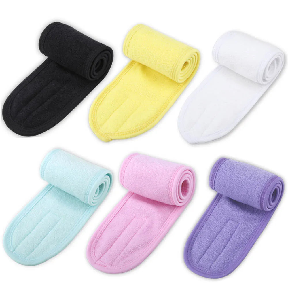 Eyelashes Extension Spa Face Headband Wrap Head Terry Cloth Headband Make Up Stretch Towel with Magic Tape Makeup Accessories HIP