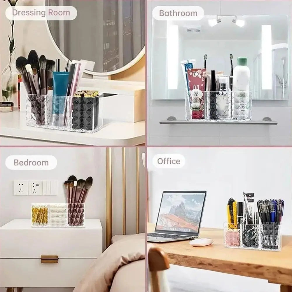 Clear Acrylic Makeup Brush Holder Desk Cosmetic Organizer Lipstick Storage Box Nail Polish Display Stand Rack Jewelry Case HIP