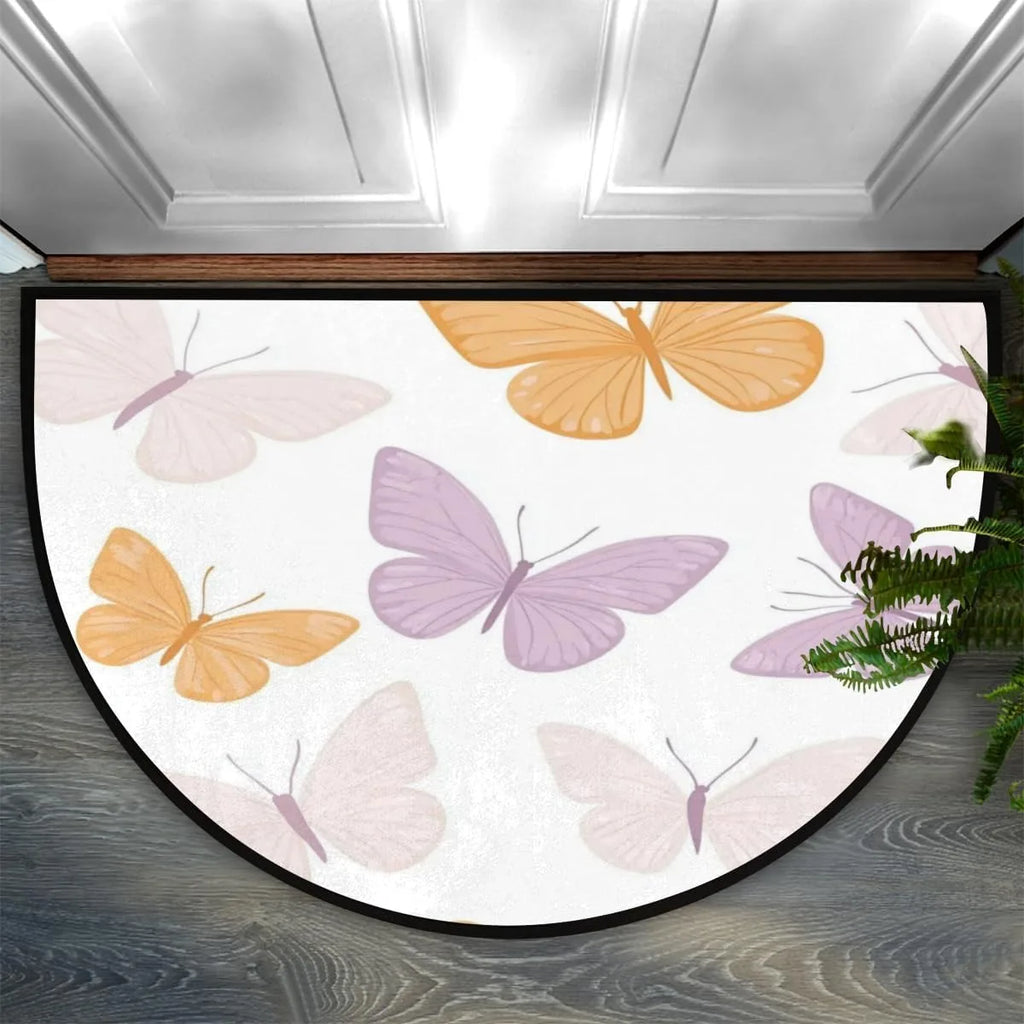 Glitter Butterfly Half Round Doormat – Non-Slip Gradient Rug Decorative Doormat HIP 1 40x60cm-Felt