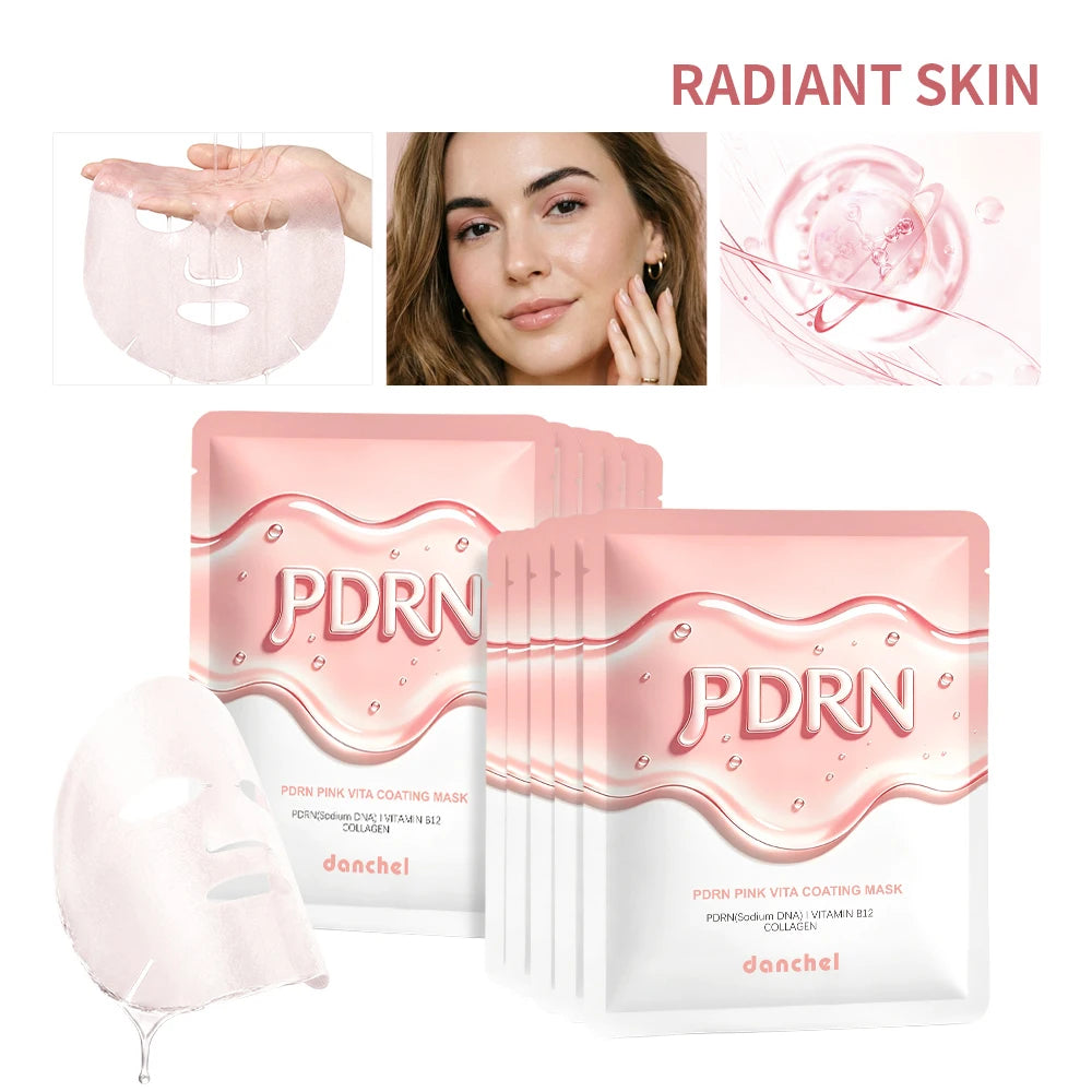 10Pcs Salmon DNA PDRN Pink Vita Coating Sheet Mask Korean Facial Mask Glass Skin Hydrating Firming Balancing Skin Home Skin Care HIP