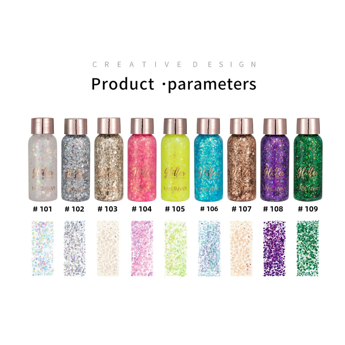HANDAIYAN 9-Shade Glitter Gel – Face, Body, Eyes & Hair Glitter Body Gel HIP