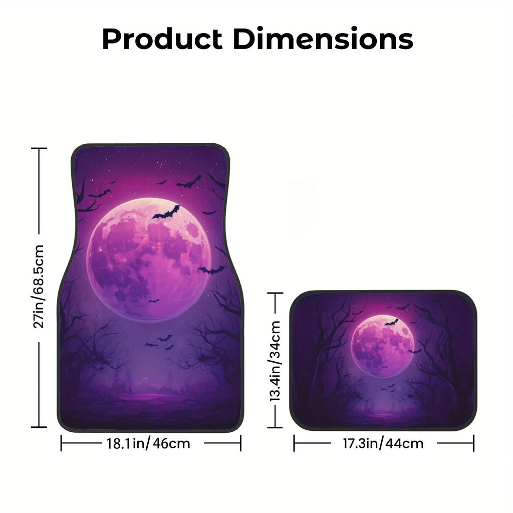 Purple Moon & Bats Car Floor Mats Set of 4 | Cars Trucks SUVs Car Floor Mats HIP