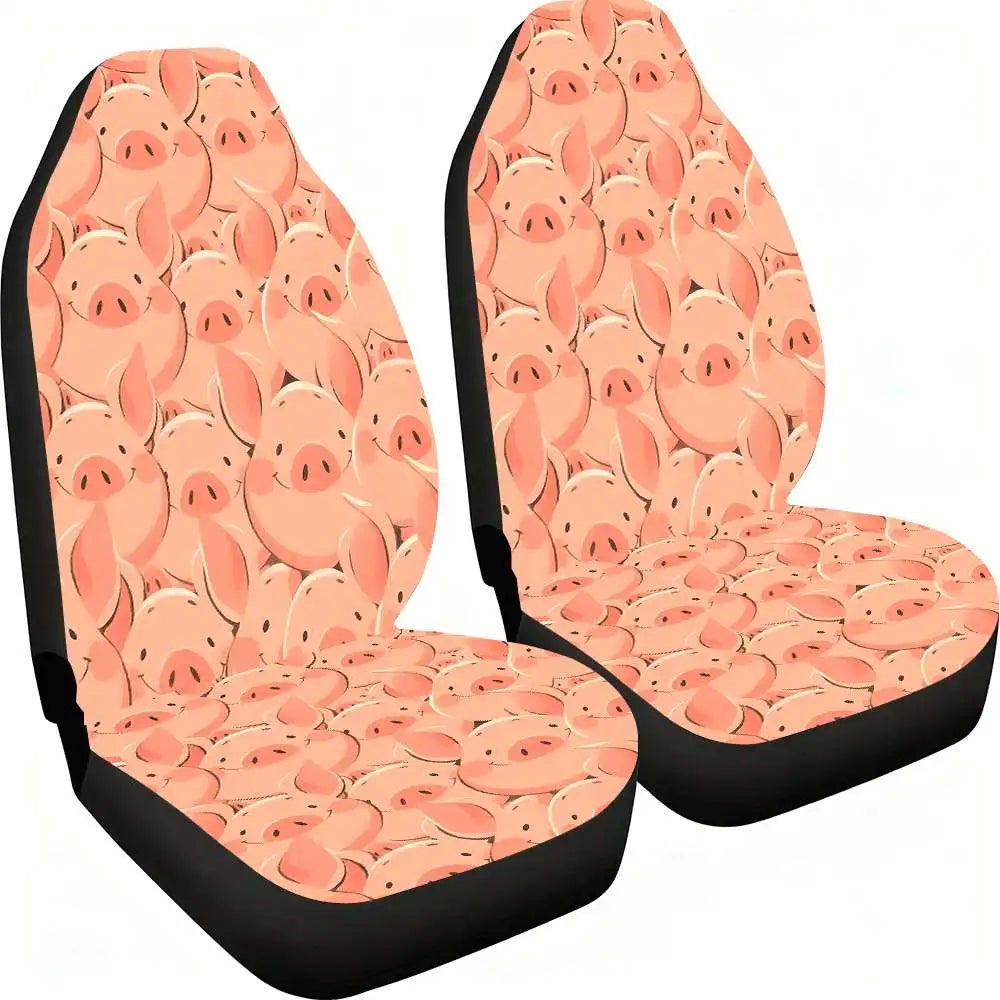 2-Pack Smiling Pig Car Seat Covers – High Back, All Seasons Car Seat Covers HIP