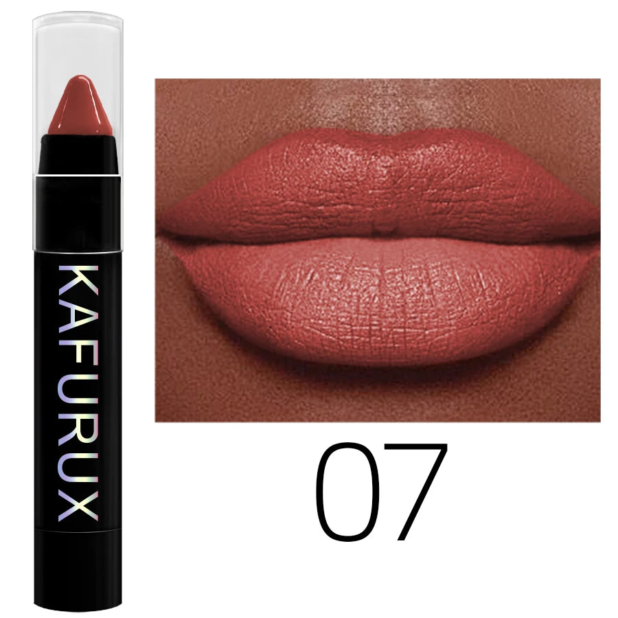 15 Colors Nude Velet Matte Lipstick Pencil Waterproof Long Lasting Red Brown Pink Lip Liner Pen Non-Stick Cup Makeup Lip Tint Pe HIP 07