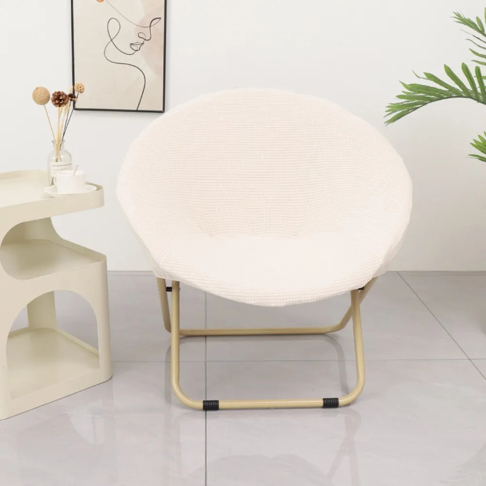 Round Knitted Saucer Chair Cover – Stretchy Spandex Fit Saucer Chair Cover HIP White