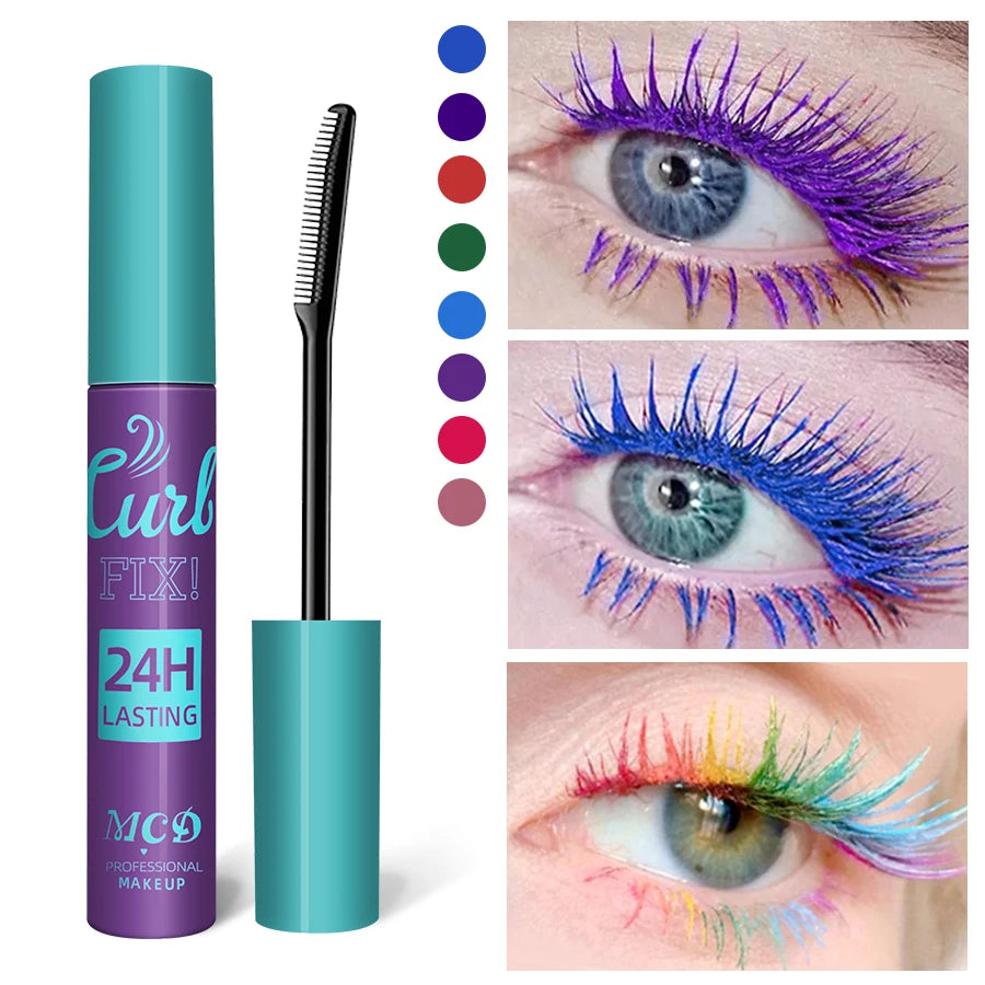 Colorful Slender Mascara Waterproof Fast Drying Curling Eyelashes Multicolor Lashes Makeup Long Lasting Blue Green Cosmetic HIP