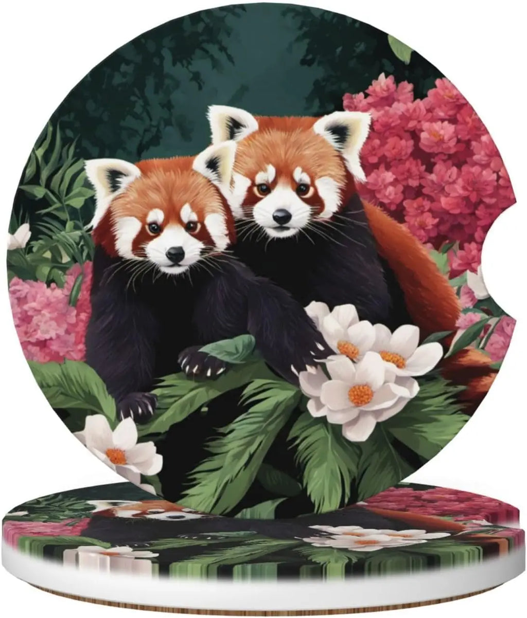 Raccoon Ceramic Car Cup Holder Coasters – Absorbent, 2-Pack Car Cup Coasters HIP 3 Other