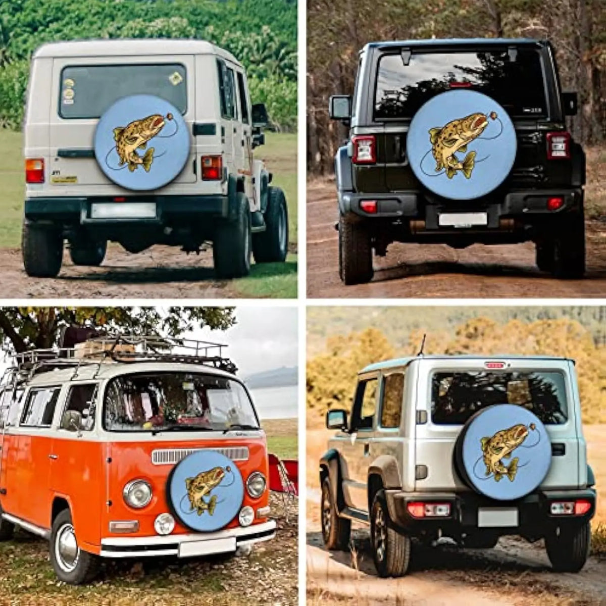 Brown Trout Fly Fishing Spare Tire Cover – Weatherproof Polyester Spare Tire Cover HIP