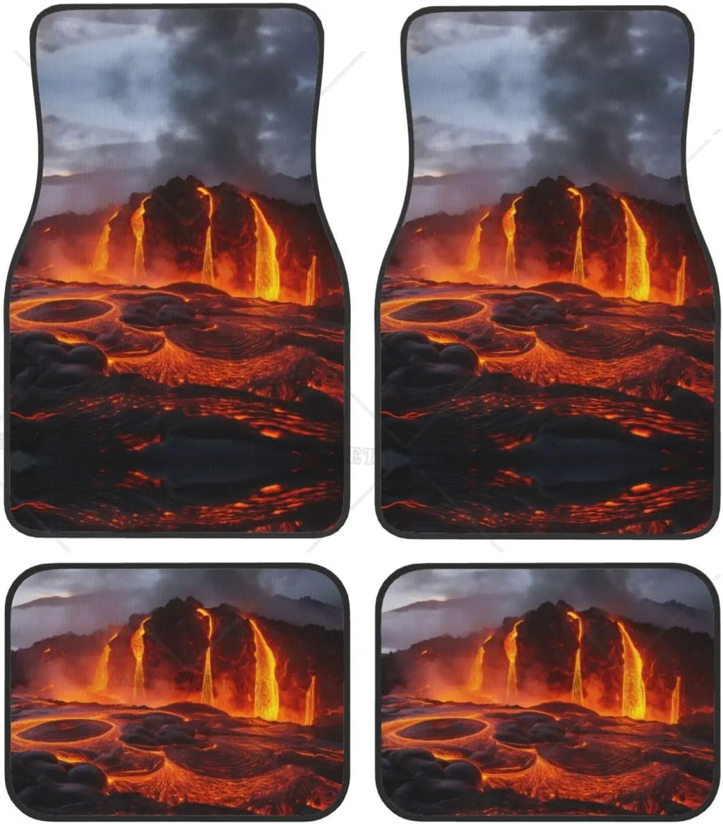 4-Piece Lava Crack Car Rubber Floor Mats – Anti-Slip Waterproof Car Floor Mats HIP 5 one size