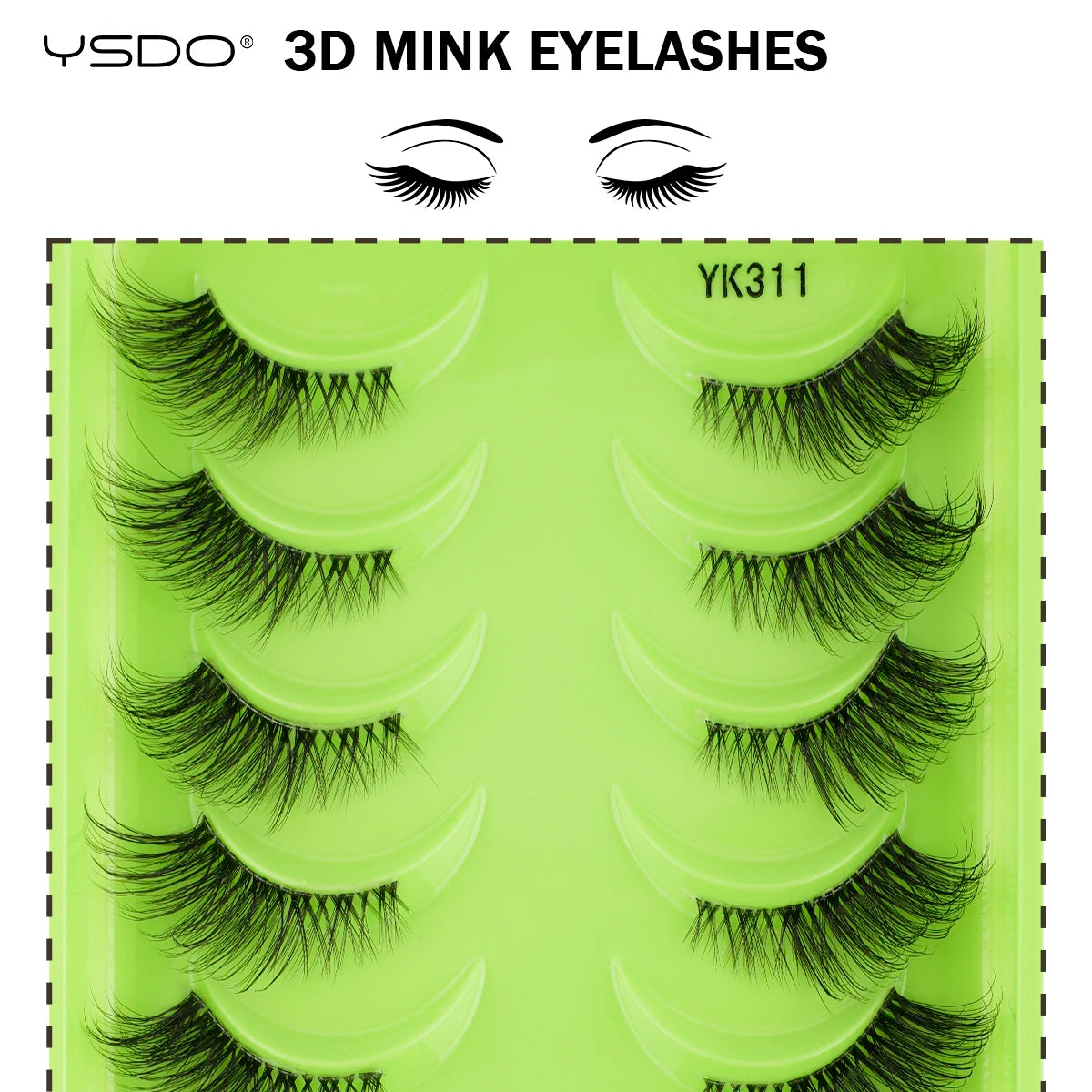 YSDO 10 Pairs Half Eyelashes Natural Faux 3D Mink Eyelashes Wispy Fluffy Soft False Lashes Extension Makeup Handmade Fake Lashes HIP