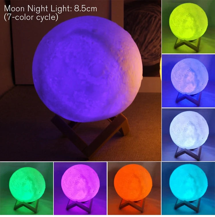 Moon Lamp LED Night Light with Stand – Battery Powered LED Night Light HIP 7color RGB