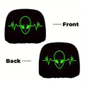 2-Pack Alien Spaceship Headrest Covers – Neon Green Car Seat Car Headrest Cover HIP black