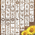 50-Piece Floral DIY Painting Stencil Set – Reusable PET Templates DIY Painting Stencil Set HIP black