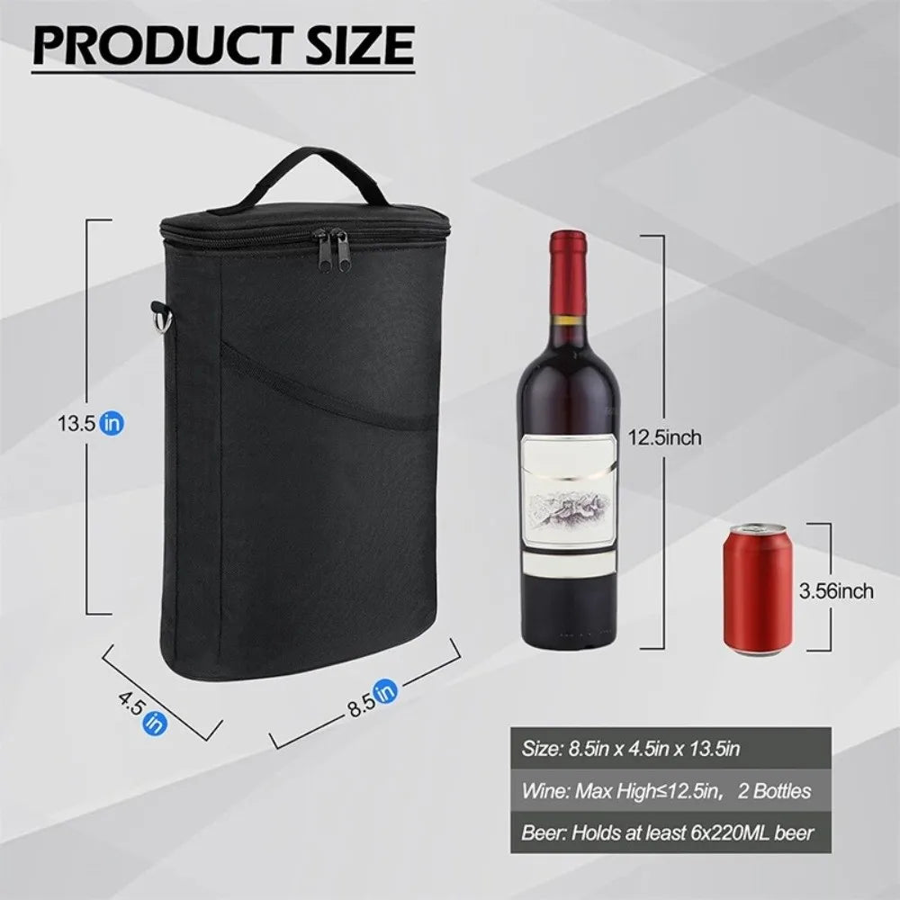 Insulated Leakproof Wine Cooler Bag with Shoulder Strap Insulated Wine Tote HIP