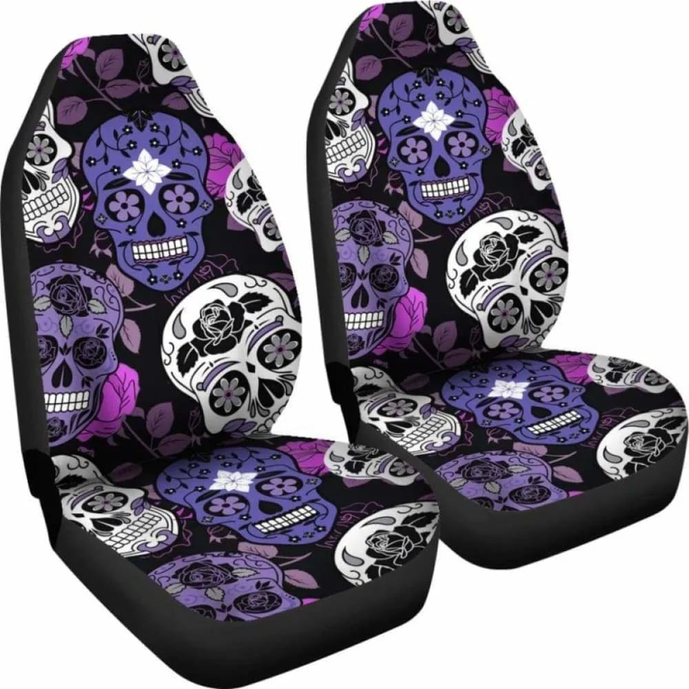 Sugar Skulls Purple Car Seat Covers Pack of 2 – Universal Fit Car Seat Covers HIP