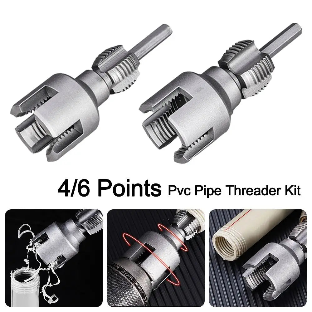 PVC Pipe Threader Kit – 4 & 6 Point Internal/External Thread Tap Pipe Threading Tool HIP
