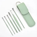 6-Piece Stainless Steel Ear Cleaning Kit – Reusable Ear Picks Ear Cleaning Kit HIP C806-Green-1pcs