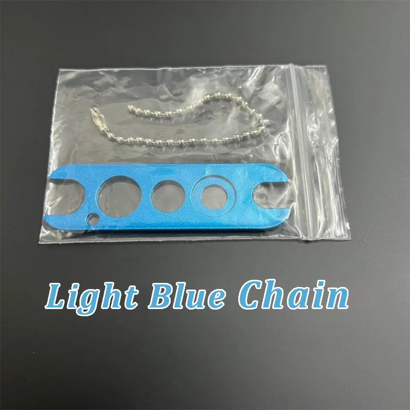 Multi‑Hole Stainless Steel Eyelash Glue Bottle Opener Bead Chain Key Ring Buckle Multiple Colors Lash Salon Technician Supplies HIP Light Blue Chain