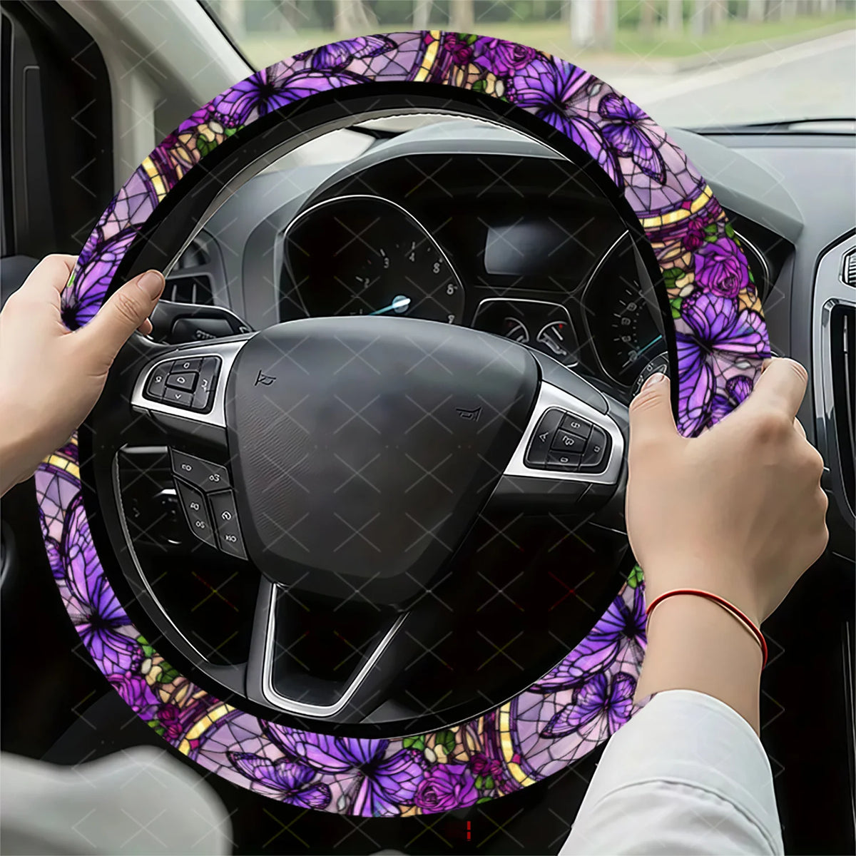 Purple Butterfly & Rose Steering Wheel Cover – Cars, SUVs Steering Wheel Cover HIP