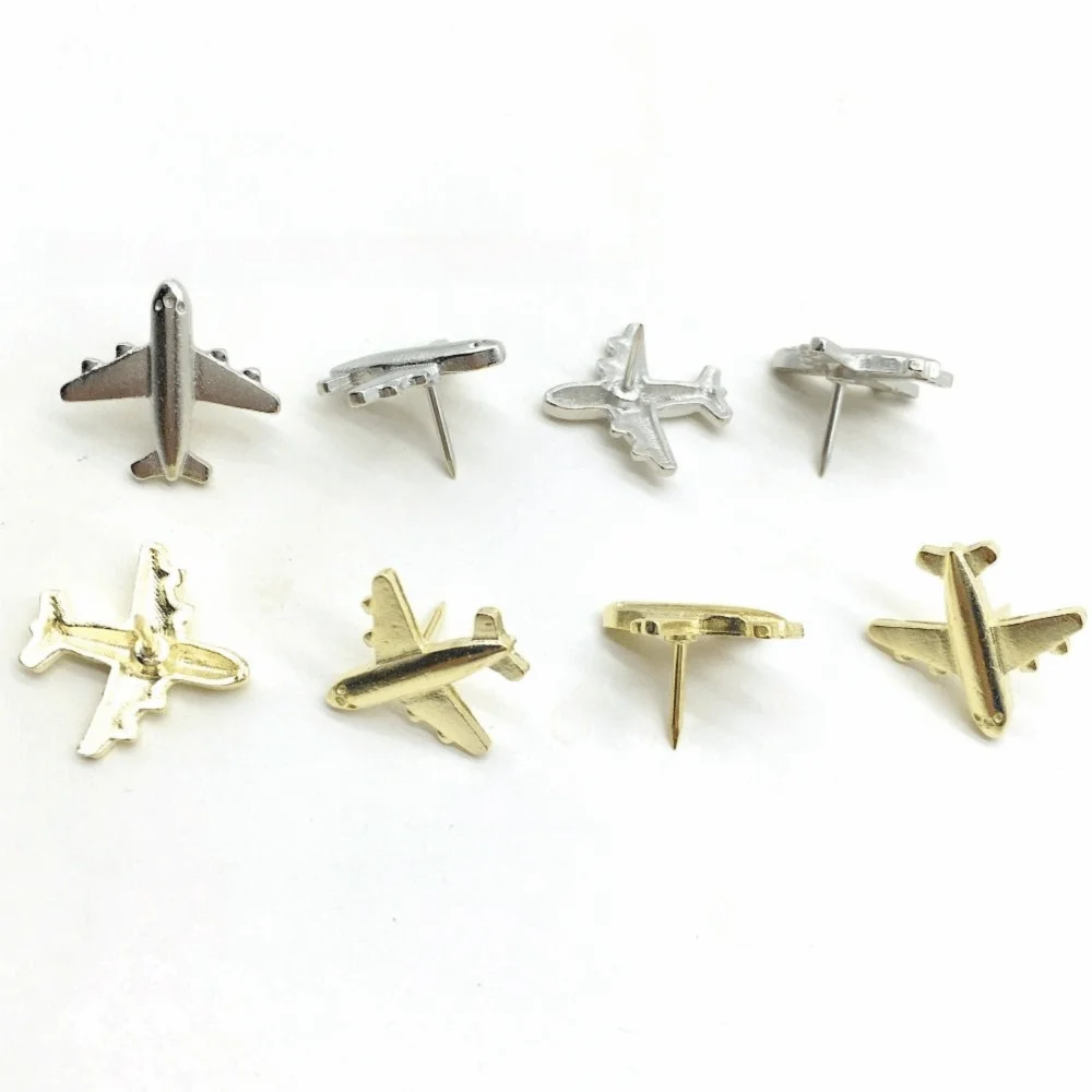 30 Airplane Push Pins Silver & Gold – Decorative Zinc Alloy Decorative Push Pins HIP