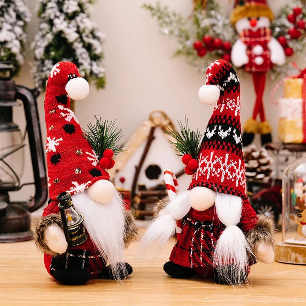 1Pc Santa Claus Ornament Decoration Christmas Gnome Doll New Year Christmas Gift Couple Ornament Walking Stick Christmas Dolls HIP