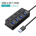 KEBIDUMEI 4-Port USB 3.0 Hub with Individual On/Off Switches USB Hub HIP 1xUSB3.0 3xUSB2.0