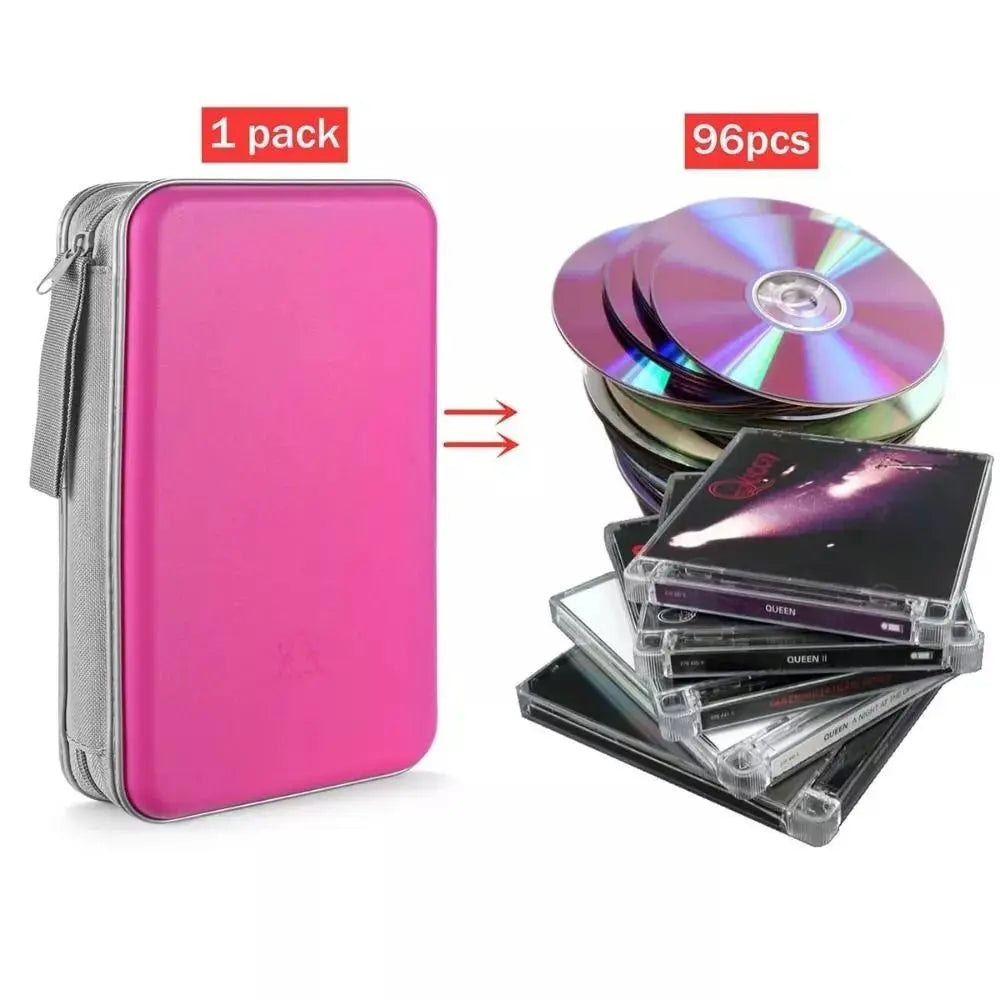 96-Disc Portable CD DVD Storage Binder Case – Zip Holder CD DVD Storage Case HIP