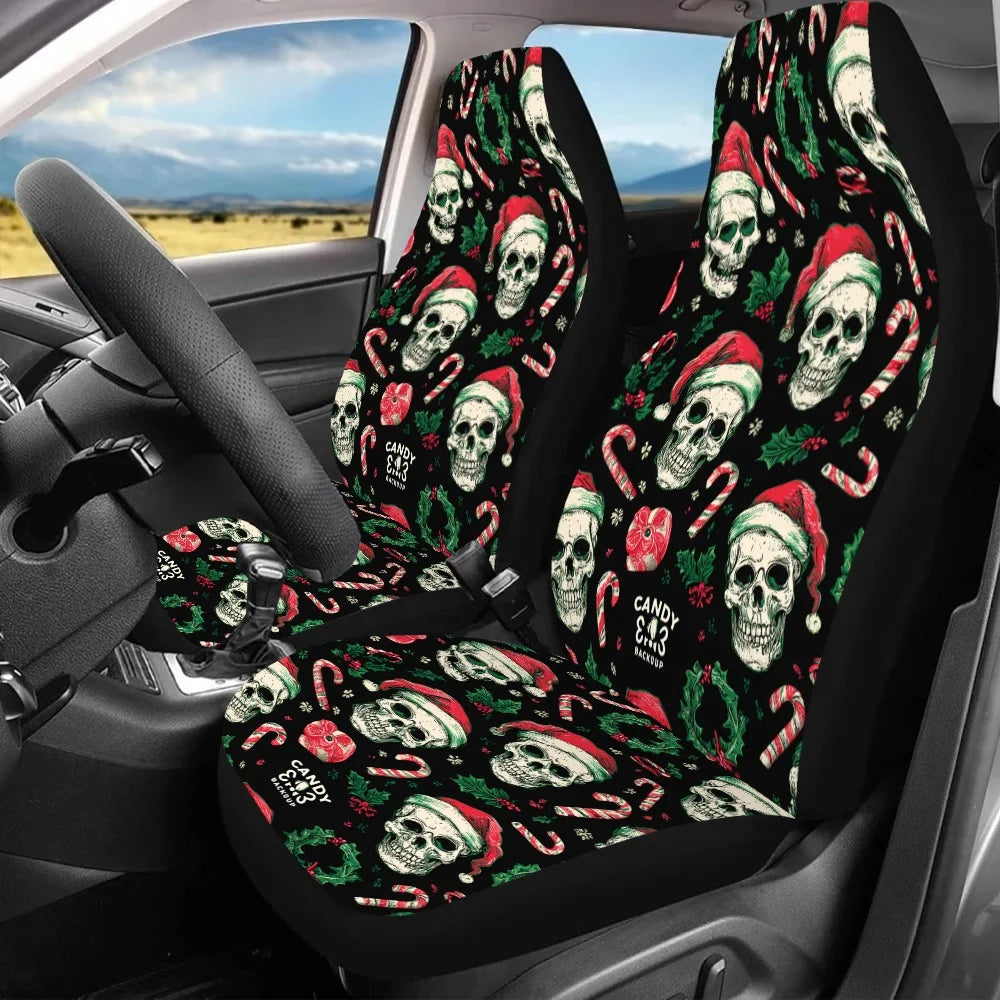 Skull Santa Hat Car Seat Covers – 2-Pack Universal Fit Car Seat Covers HIP