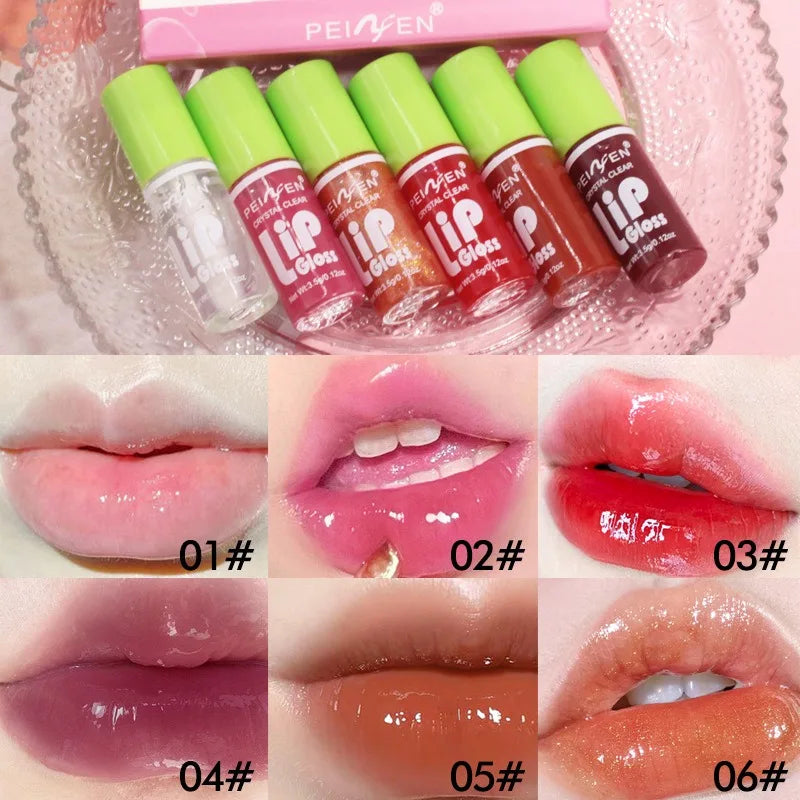 6PCS Moisturizing Lip Gloss Transparent Lip Oil Hydrating Lip Glaze Lip Plumper Hydrating Make Up Liquid Lipstick Lips Cosmetics HIP