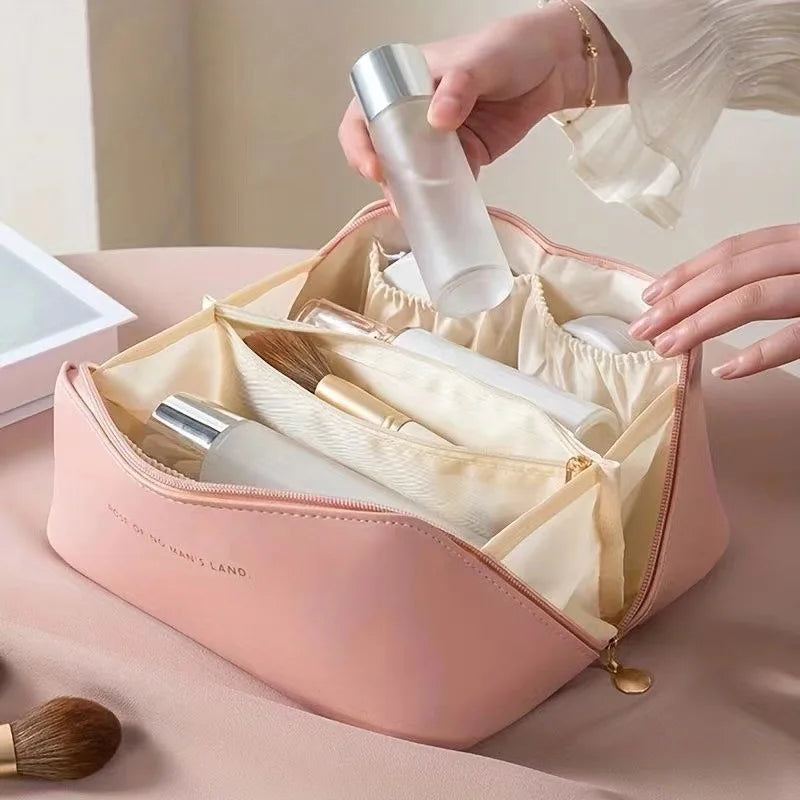 PU Leather Travel Cosmetic Bag – Large Makeup Organizer Cosmetic Travel Bag HIP C777-Pink