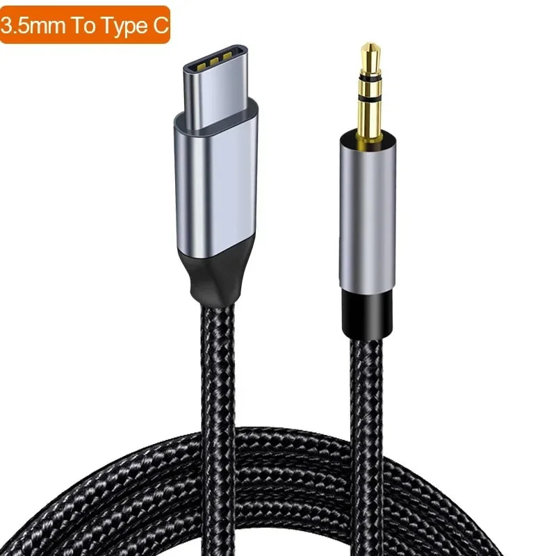 USB-C to 3.5mm AUX Audio Cable – Car & Headphone Adapter Audio Adapter Cable HIP black <=0.5m