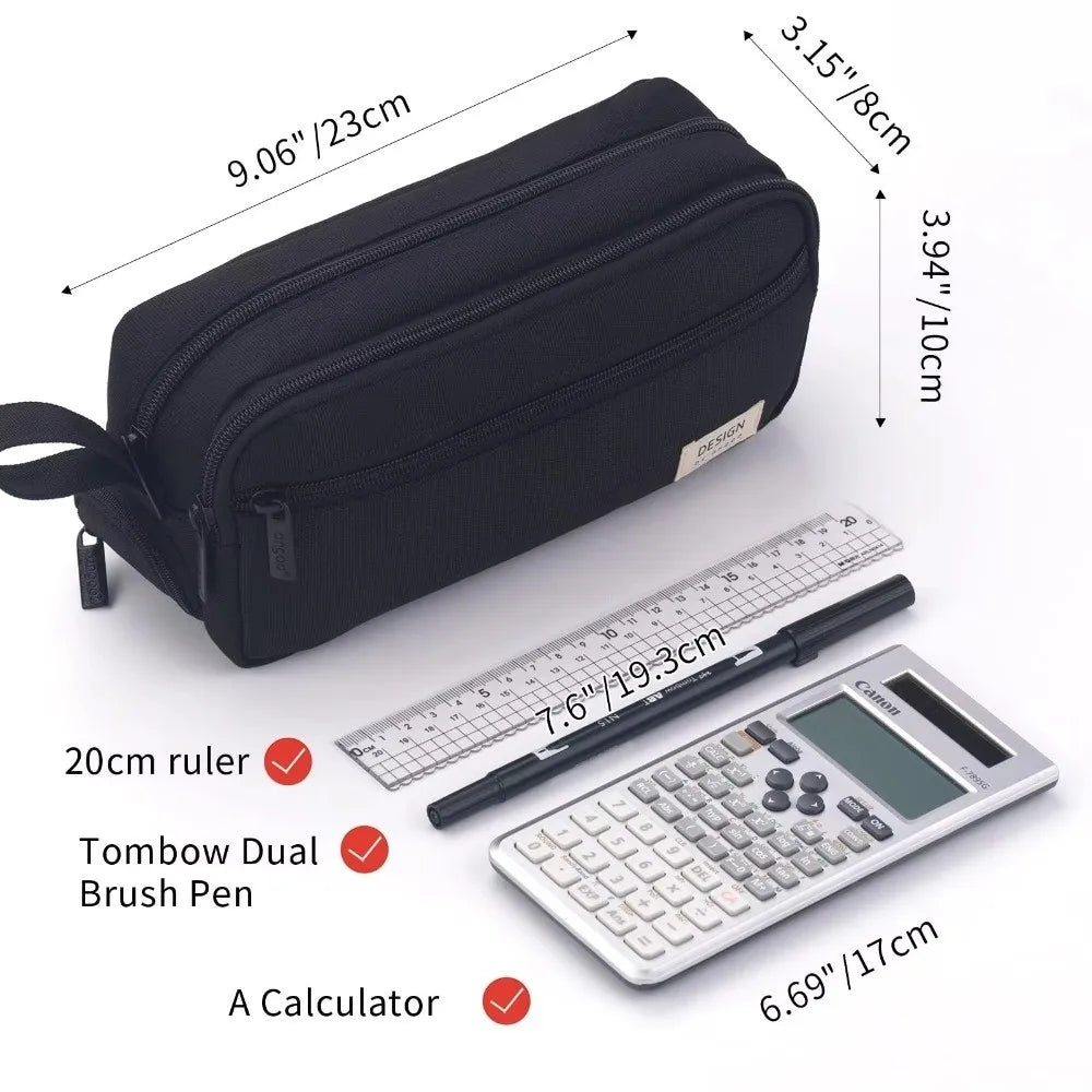 Large Capacity 3-Layer Zipper Pencil Case | Stationery Bag Pencil Case HIP
