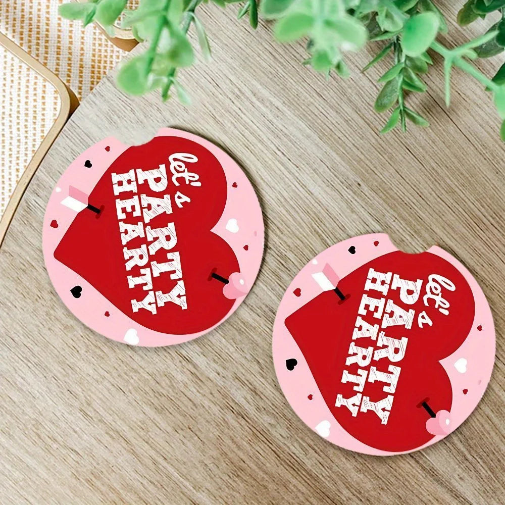 2-Pack Acrylic Heart Coasters – Waterproof & Insulated Acrylic Coaster Set HIP