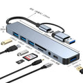 8-in-2 USB-C Hub with SD/TF Card Reader & Multi-Port Adapter USB-C Multi-Port Hub HIP 8 IN 2