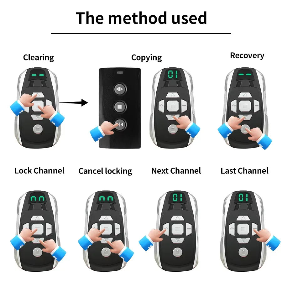 20-Channel Rechargeable Key Duplicator For Universal Garage Door Remote Control Gate Controller Clone 300-915Mhz Multi-frequency HIP