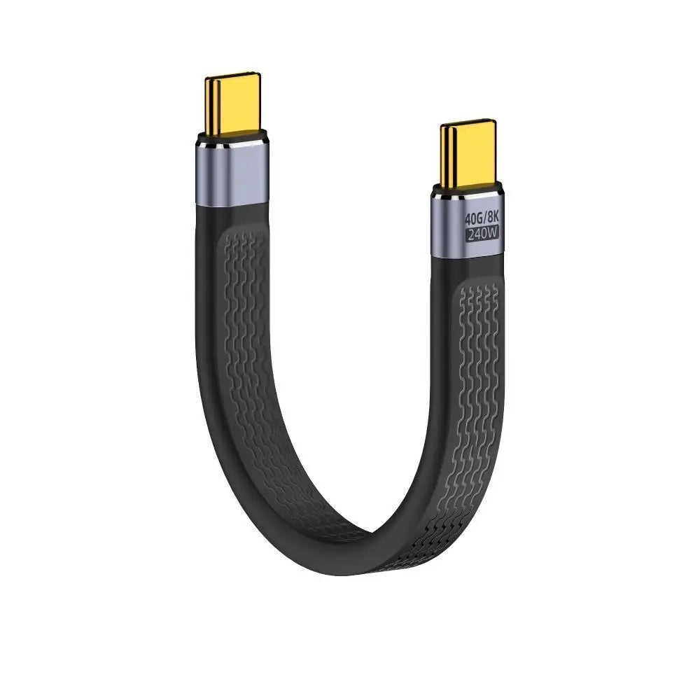 USB4.0 Flexible Cable – 240W PD, 8K 60Hz, 40Gbps | Short USB-C Data Cable HIP Black