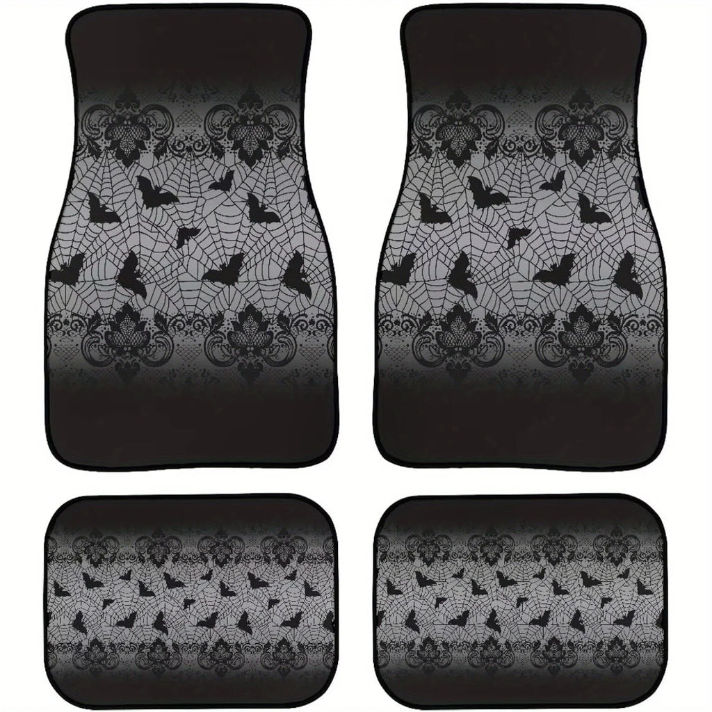 Halloween Bat & Spider Web Car Floor Mats – Set of 4 Car Floor Mats HIP WHITE