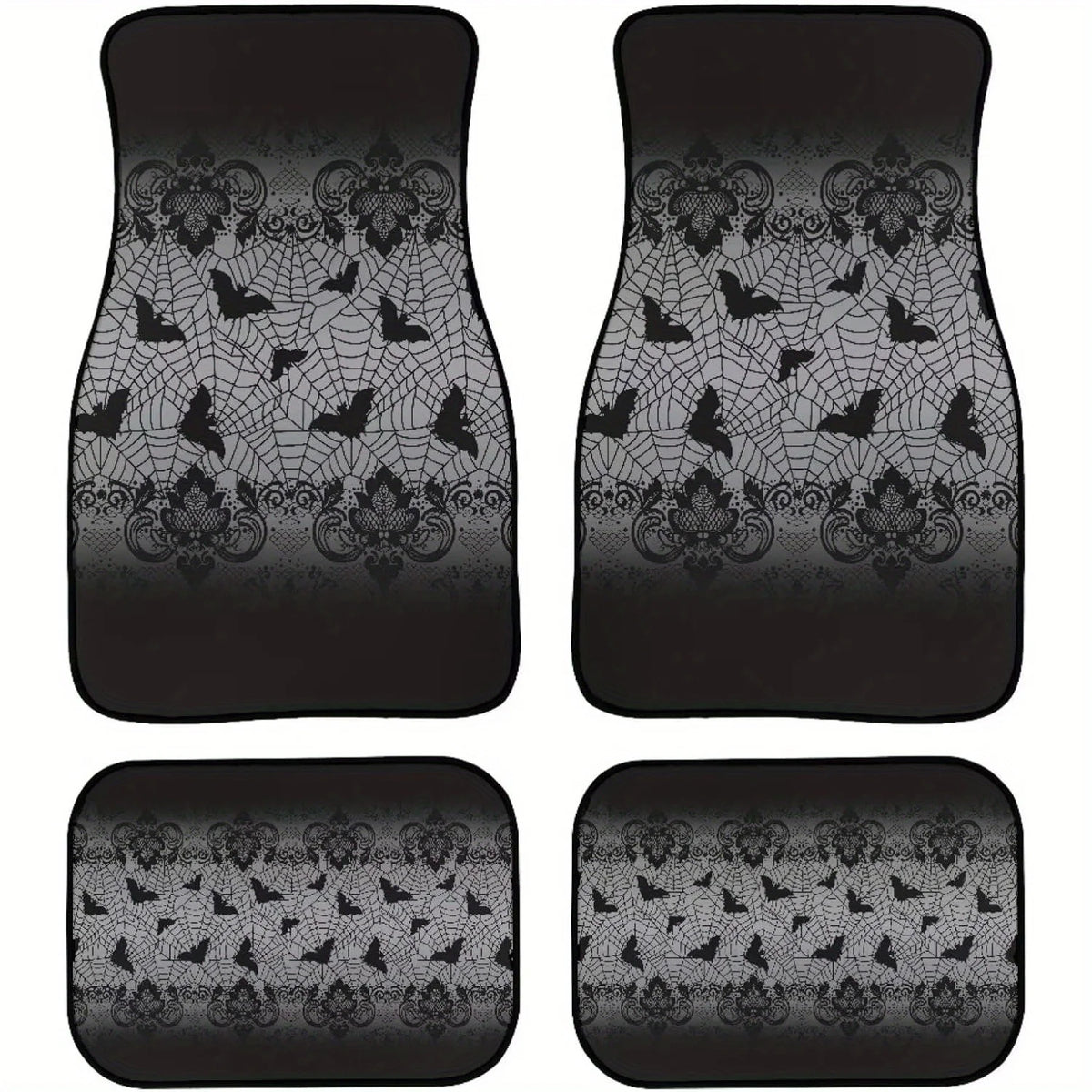 Halloween Bat & Spider Web Car Floor Mats – Set of 4 Car Floor Mats HIP WHITE