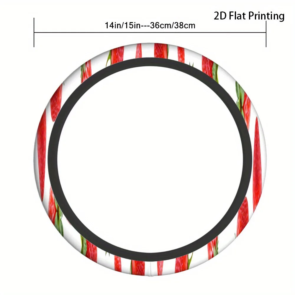 Strawberry 15" Steering Wheel Cover – No-Sew Polyester Steering Wheel Cover HIP