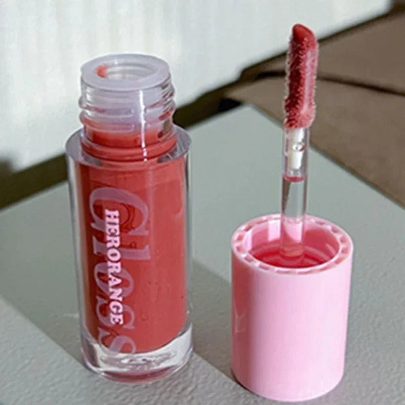 Water Light Lip Gloss Moisturizing Transparent Jelly Mirror Lip Glaze Crystal Clear Hydrating Lip Plumping Gloss Korean Makeup HIP 03-HERORANGE