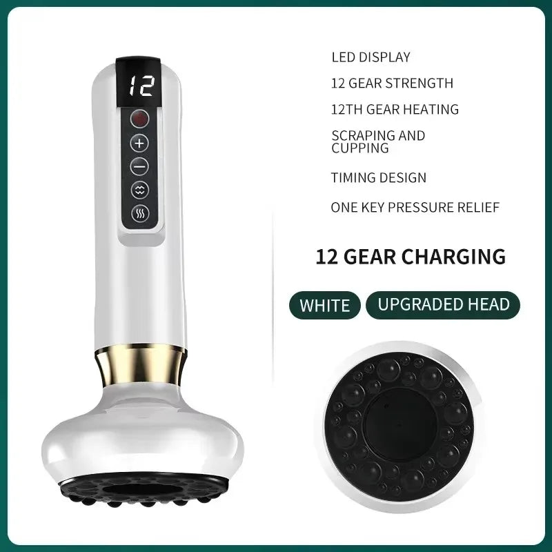 Electric Gua Sha Vacuum Massager with Infrared Heat | PAQIN Electric Body Massager HIP A12-12 White
