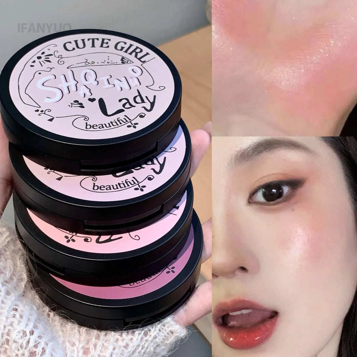 Three Color Blush Palette Waterproof Long Lasting Matte Shimmer Highlighter Cotouring Not Easy To Fade Rouge Integrated Tray HIP