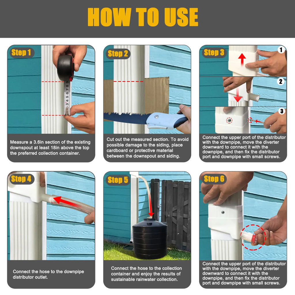 Rainwater Collection System Professional UV Resistant Downspout Diverter Kit for Outdoor Garden Lawn Rain Water Diverter Kit HIP