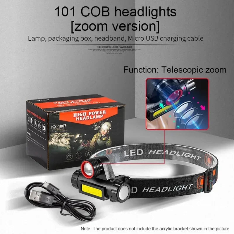 ESMARTER Rechargeable COB LED Headlamp – Waterproof & Magnetic LED Headlamp HIP