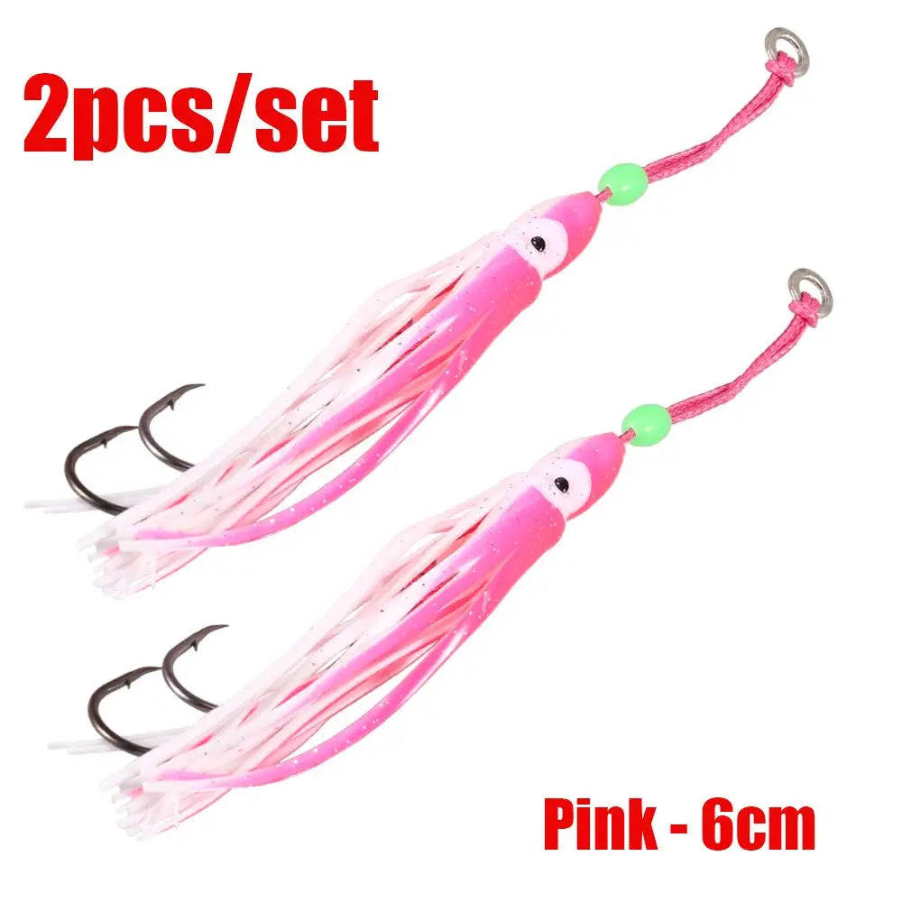 2-Pack Octopus Squid Jig Soft Fishing Lures with Hooks – 3 Sizes Soft Fishing Lure HIP Pink 6cm