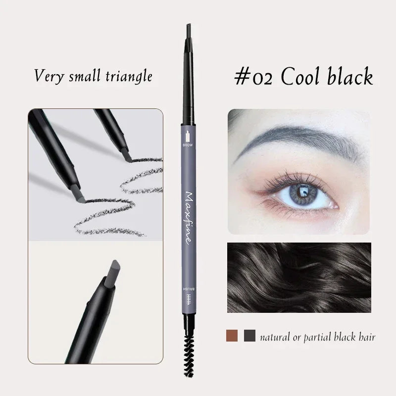 Maxfine Ultra Fine Triangle Eyebrow Pencil Precise Brow Definer Long Lasting Waterproof Morandi Cool Brown Eyebow Makeup 6 Color HIP 02 Cool Black 1