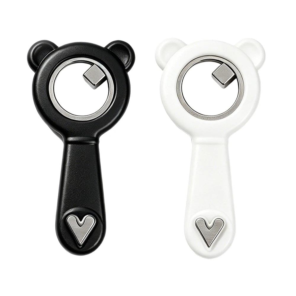 2-in-1 Hollow Cat Eye Nail Art Magnet Black Hole & Love Effect Bear Silicone Ring Circular Magnetic for DIY Gel Manicure Tools HIP Black Add White-2Pc