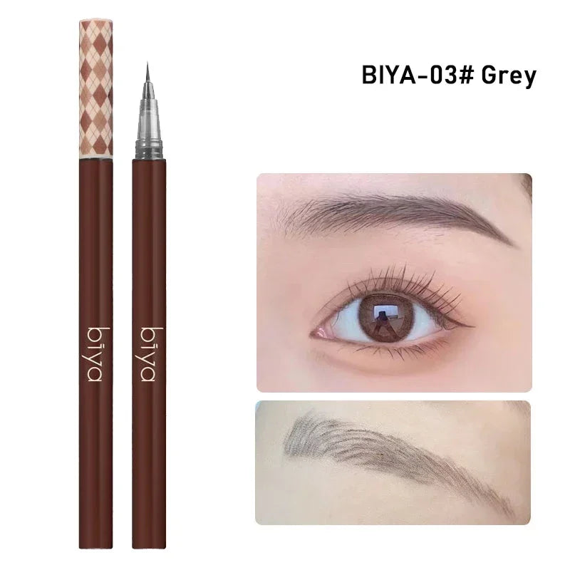 2 In1 Liquid Eyebrow Tattoo Pencil 0.01 Ultra Thin Double Head Sweat-proof Easy To Color Water Brow Gel Pen Eyes Cosmetic Makeup HIP 03 Grey